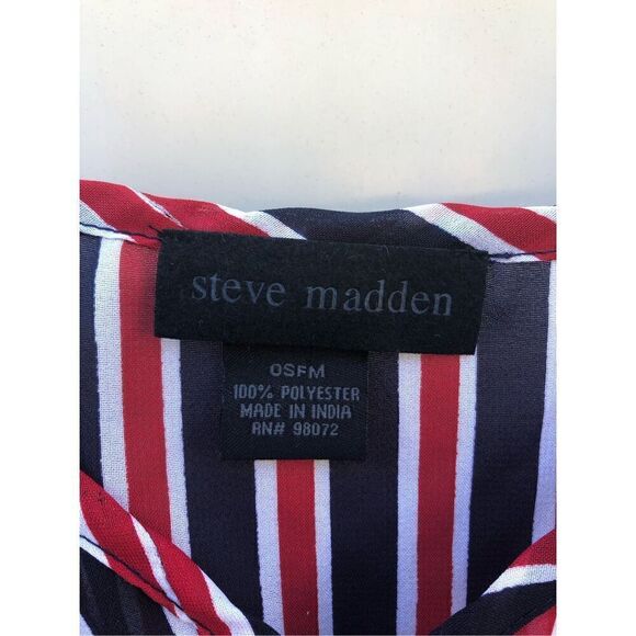 Steve Madden Women's Red Black White Stripe V-neck Side Knot Top Size OSFM - Picture 5 of 5